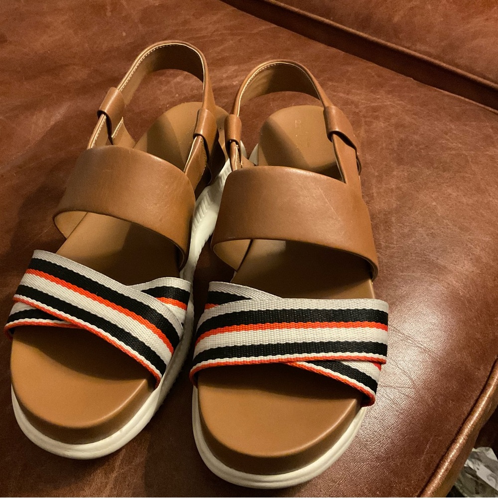 Cole Haan Brown and Black Striped Sandals